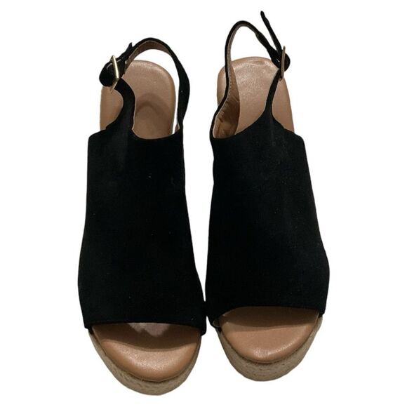 Skytkmx Woman’s espadrille platform wedge peep toe ankle strap mid heel suede 7 - Picture 1 of 4